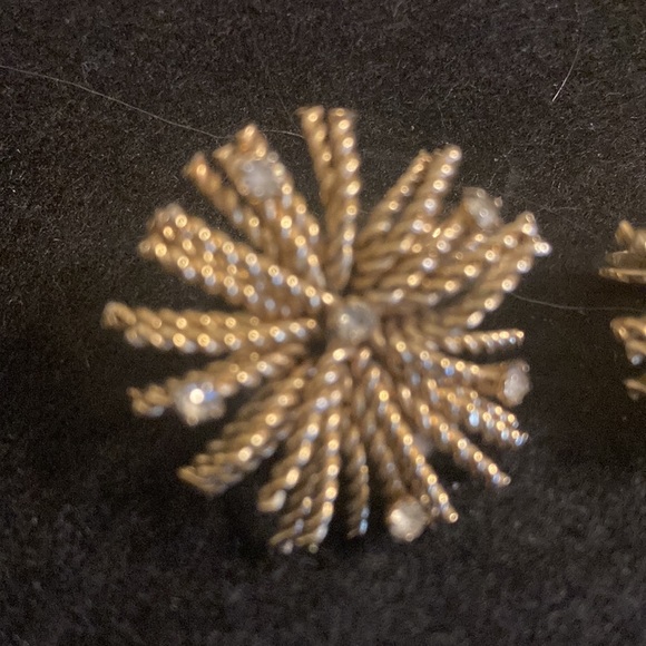 Vintage Bergere Gold and Rhinestone Clip on Earrings. - Picture 2 of 7